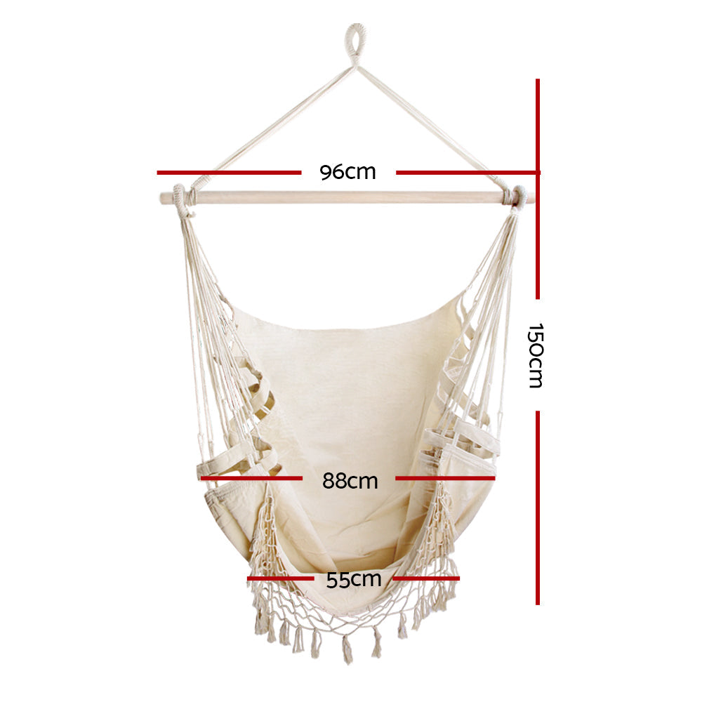 South Yarra Hammock Swing Chair with Tassels - Cream